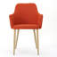Chaise de salle à manger de style Mid-Century moderne, orange pâle, pieds en noyer, 2 chaises, revêtement orange, accent