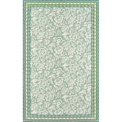 Rhun Floral Area Rug in Green