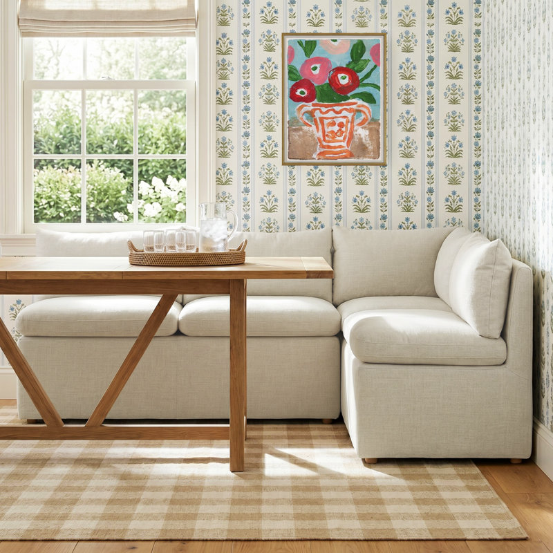 Alayaa Corner Dining Banquette, Effie Linen Performance