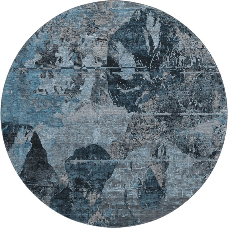 Premium Machine Washable Cerrito AMF555 Denim Rug, Round 8'