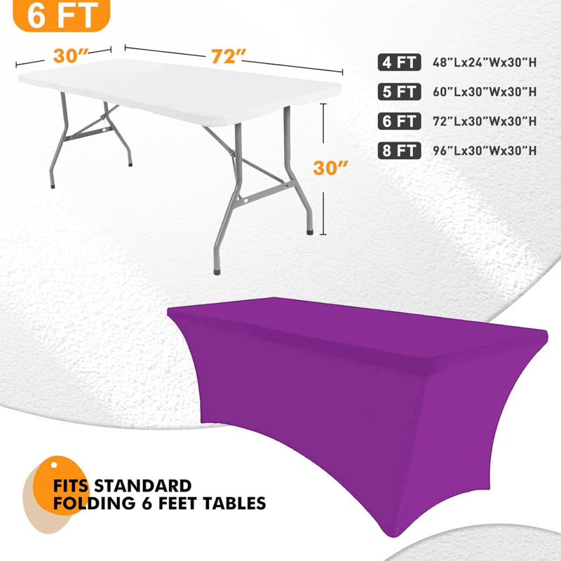 Ensemble de 2 nappes rectangulaires en tissu extensible nappe extensible 6 pi sans plis pour les salons de fête, Mauve