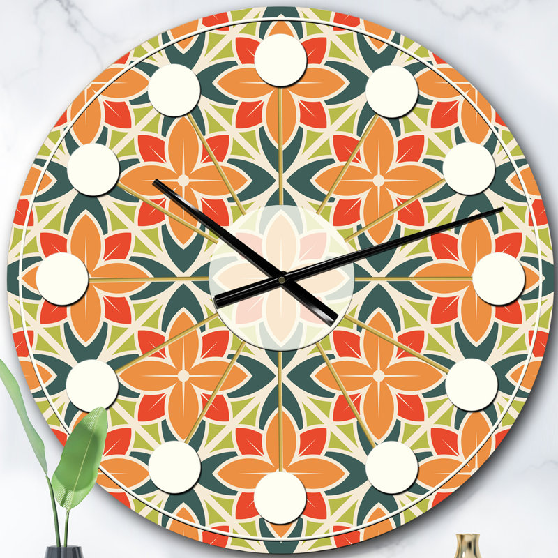 Horloge murale rétro Mid-Century, Petit, Orange