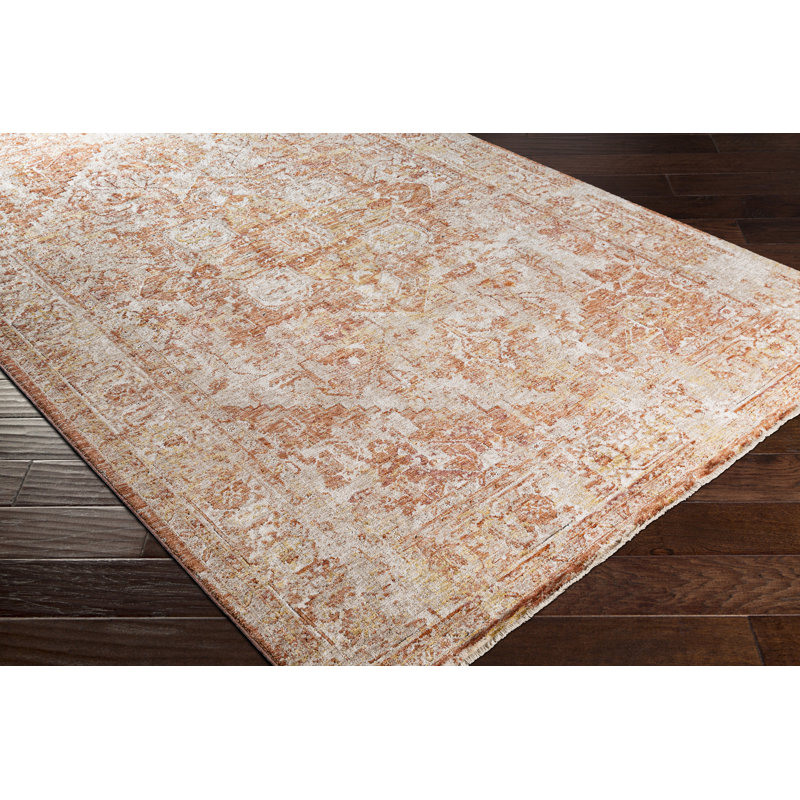 Tapis oriental safran / pêche Yatendra, Rectangle 2 pi x 3 pi