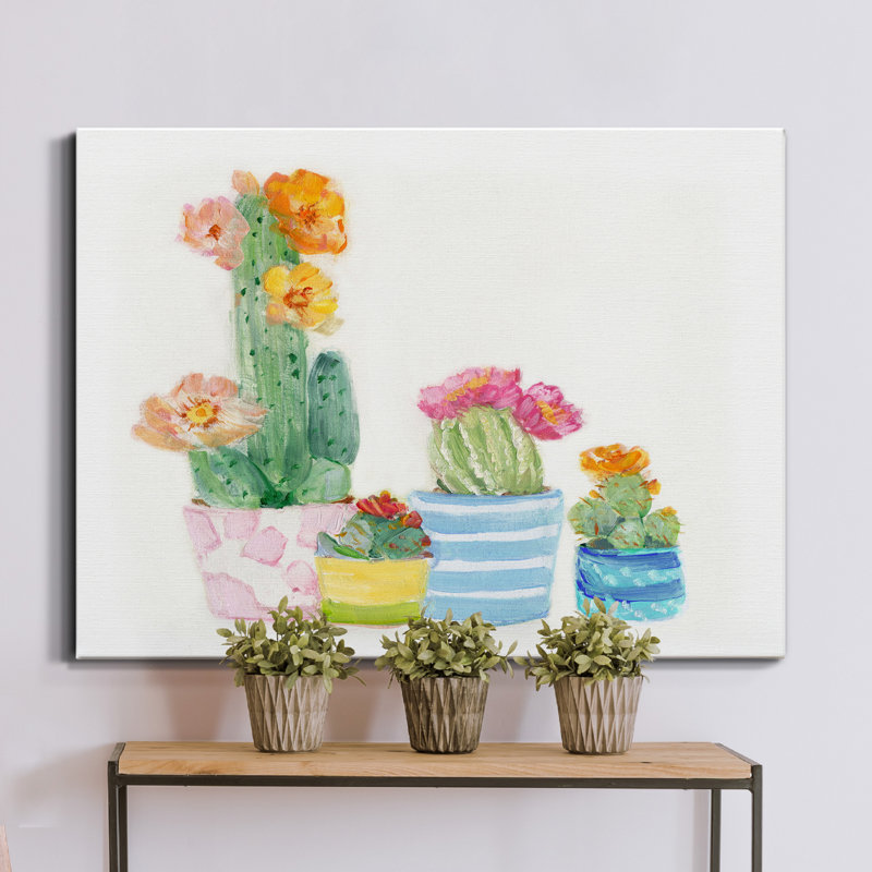 Cactus conglomérateux I - reproduction d'art sur toile tendue, H 20 po x l 16 po x P 1 po