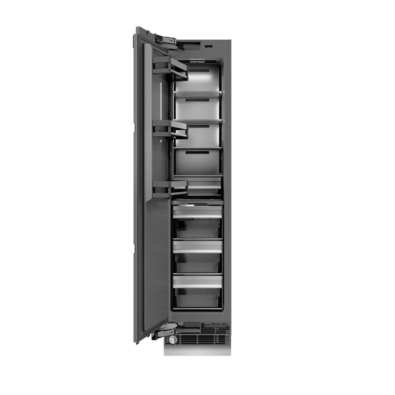 ZLINE Autograph 18 in. 8.6 cu. ft. Panel Ready Hinge Column Freezer with Graphite Gray Interior and Accents, Polished Gold