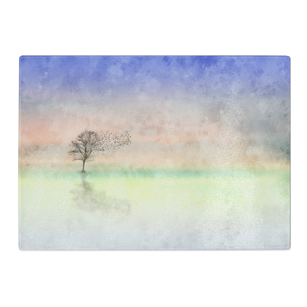 Tempered Glass Flock of Birds Leaving the Tree Chopping Board
