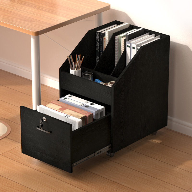 15.75'' Wide 1 -Drawer Mobile File Cabinet, Black