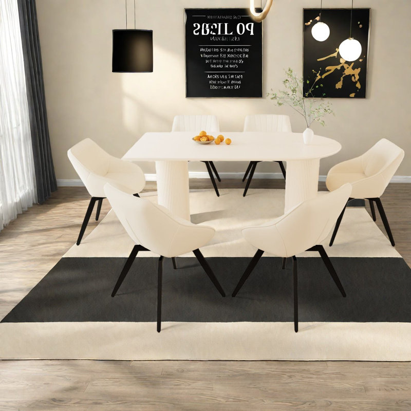Ensembles de table de salle à manger en MDF crème moderne avec chaises ergonomiques pour la maison