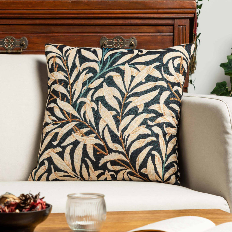 Floral Black Cushion, 43x43cm, Synthetic filled
