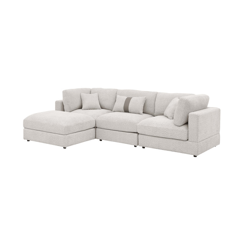 Canapé modulaire Luxecloud, Kaki / crème bouclée / polyester