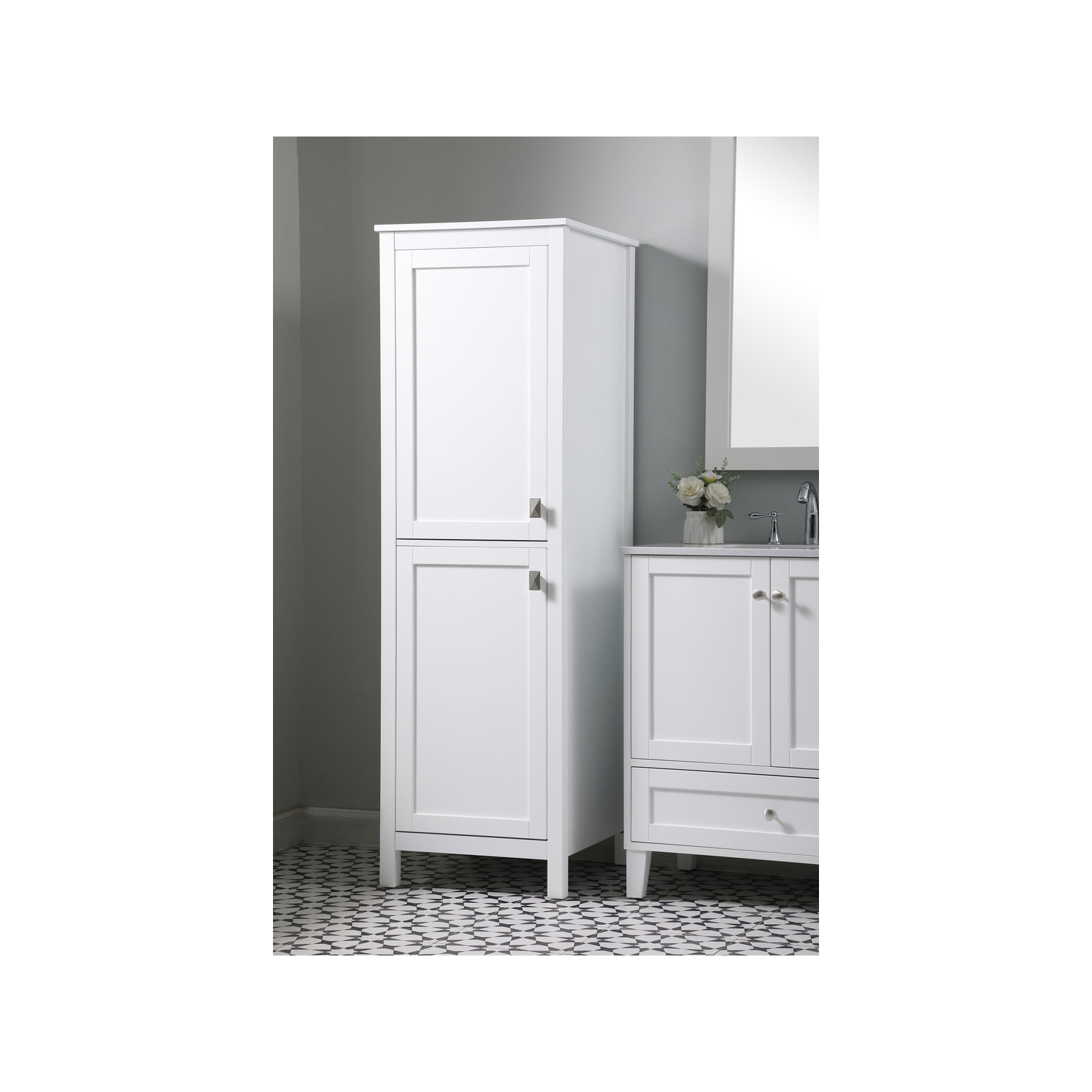 Destinymarie Linen Cabinet, White/Brushed Nickel, 65"H x 20"W x 22"D