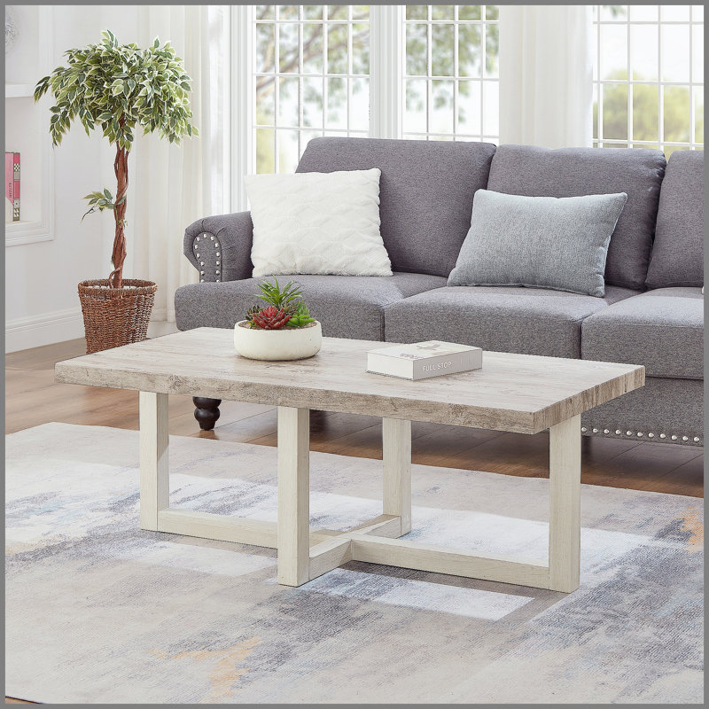Table basse Luno, gris vieilli et beige, Weathered Gray;Beige