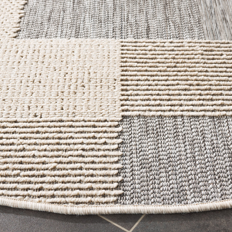 Milos Performance Abstract Indoor/Outdoor Area Rug, Round 6'7"