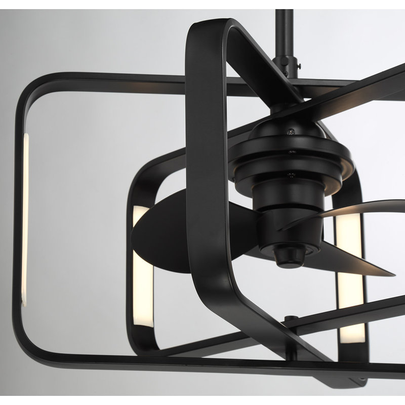 Barkeyville 24" LED Fandelier in Matte Black with Remote Control, Matte Black