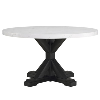 Stunning White Faux Marble Top Dining Table, Black Legs, Round, Seats 4 Easily And Comfortably Round Shape,