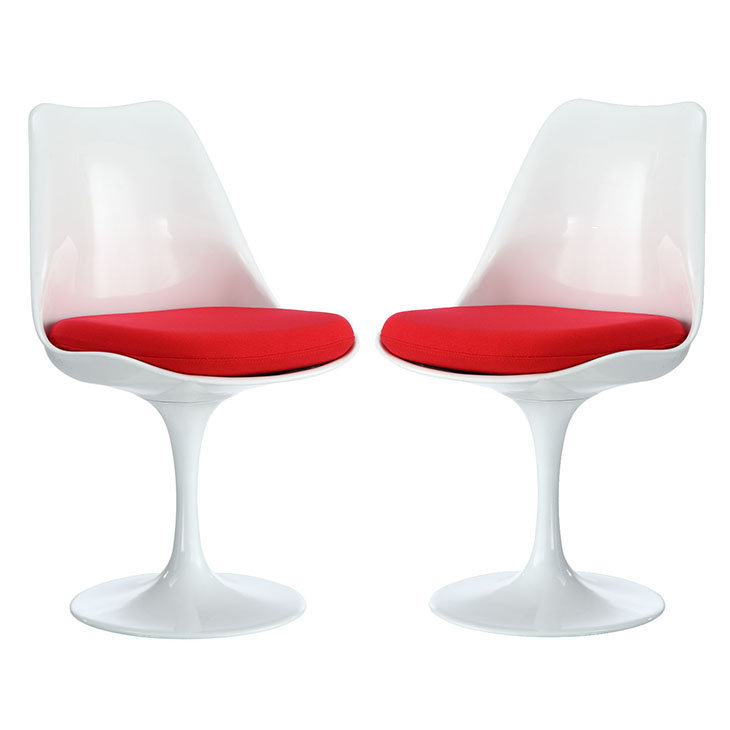 Chaise d'appoint pivotante Modholic Tulip, rouge (ensemble de 2), Rouge, 2