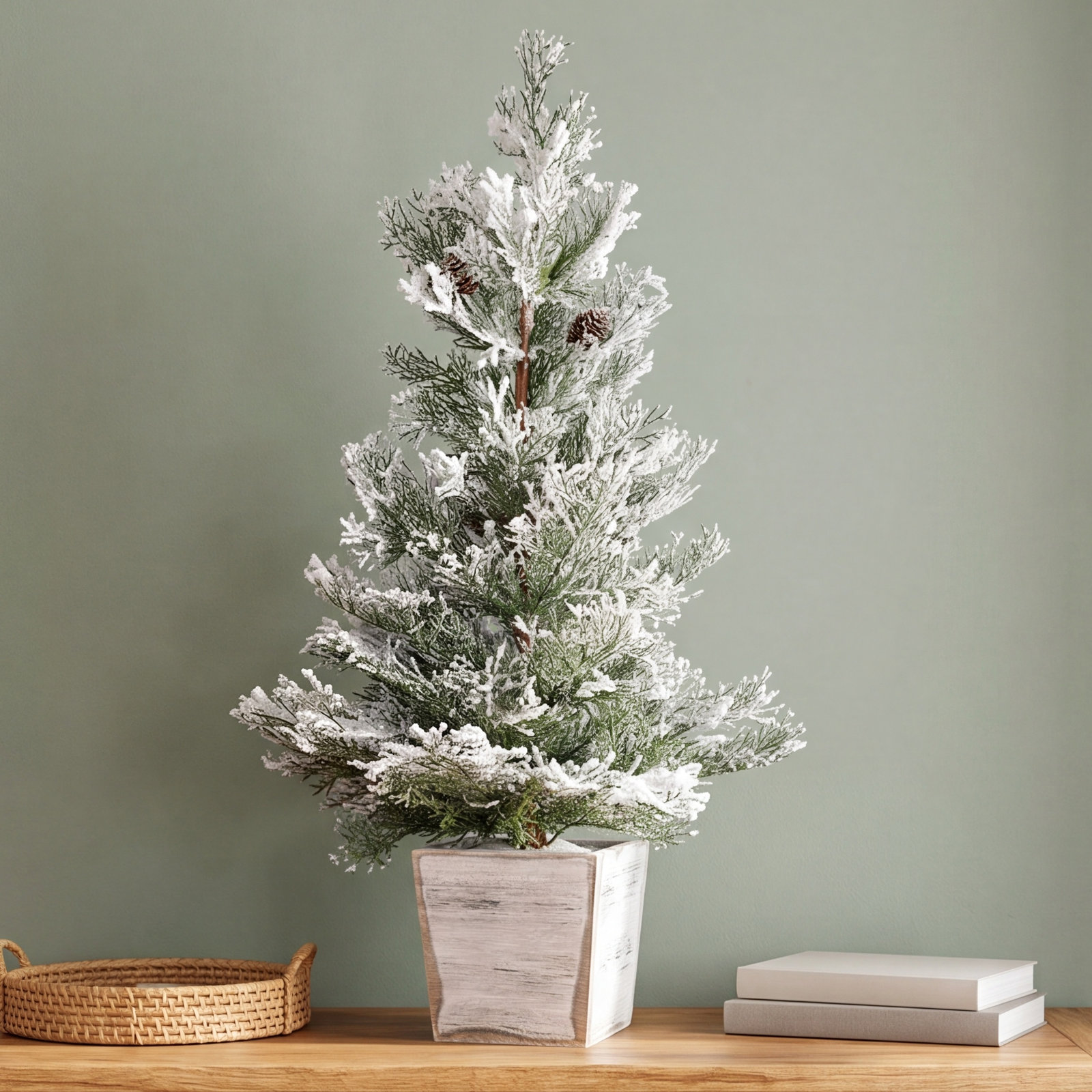 26'' Faux Cedar Tree in Wood Pot