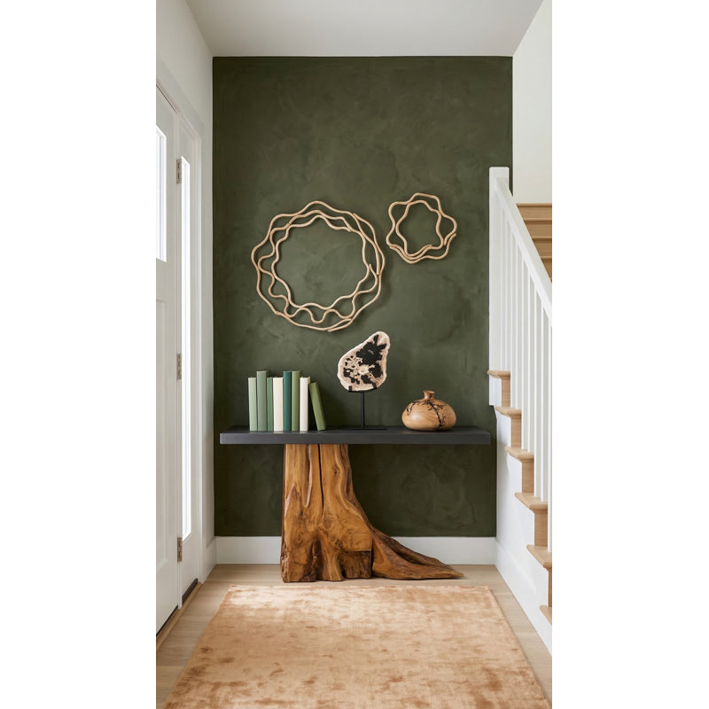 Teak Wood Console Table, Iron Sheet Top