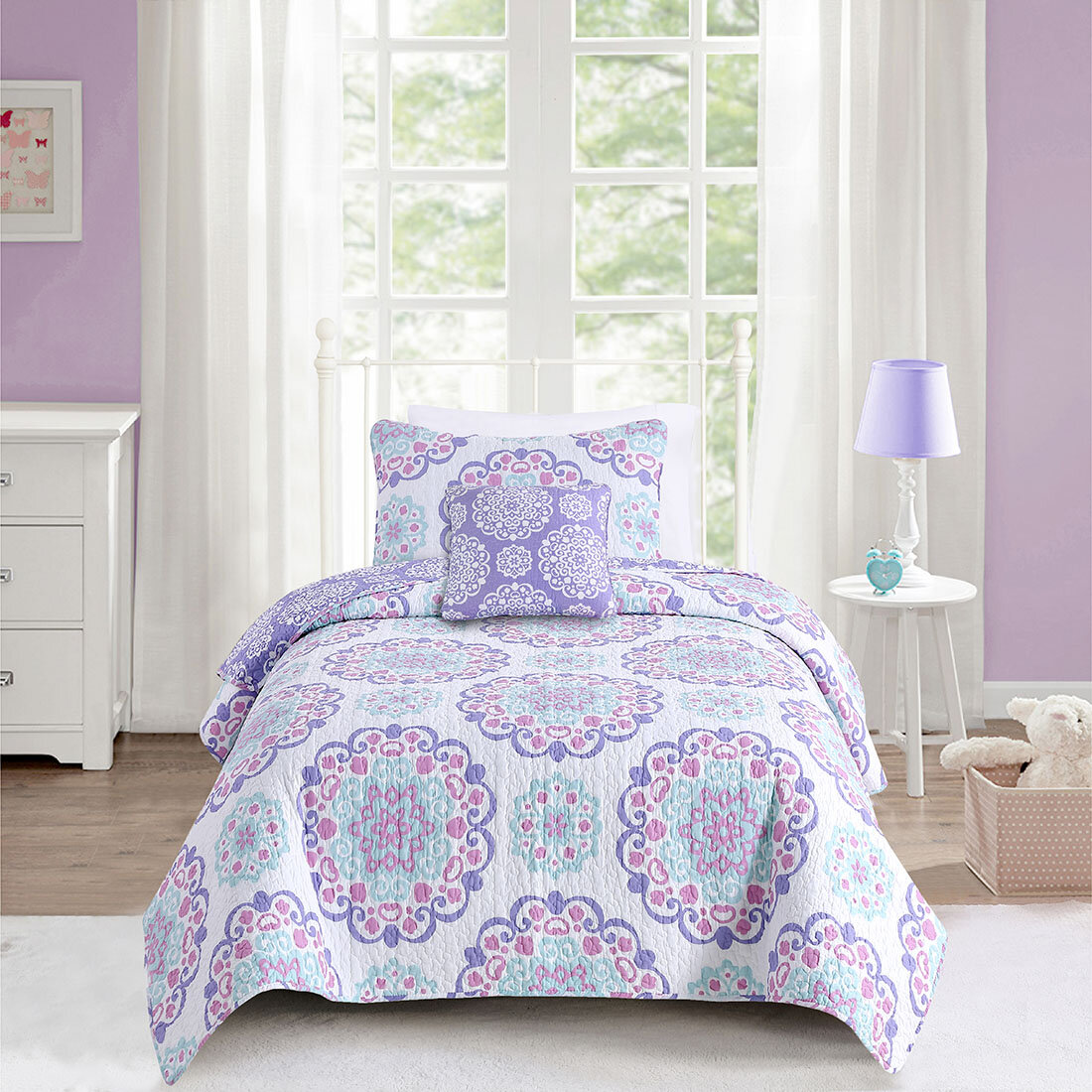 Grovelane Vivian Purple Cotton Quilt Set & Reviews