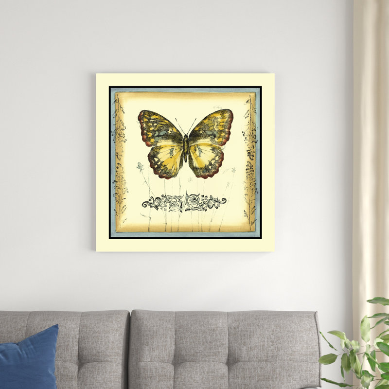 Papillon et fleurs sauvages II, H 30 po x l 30 po x P 1 po