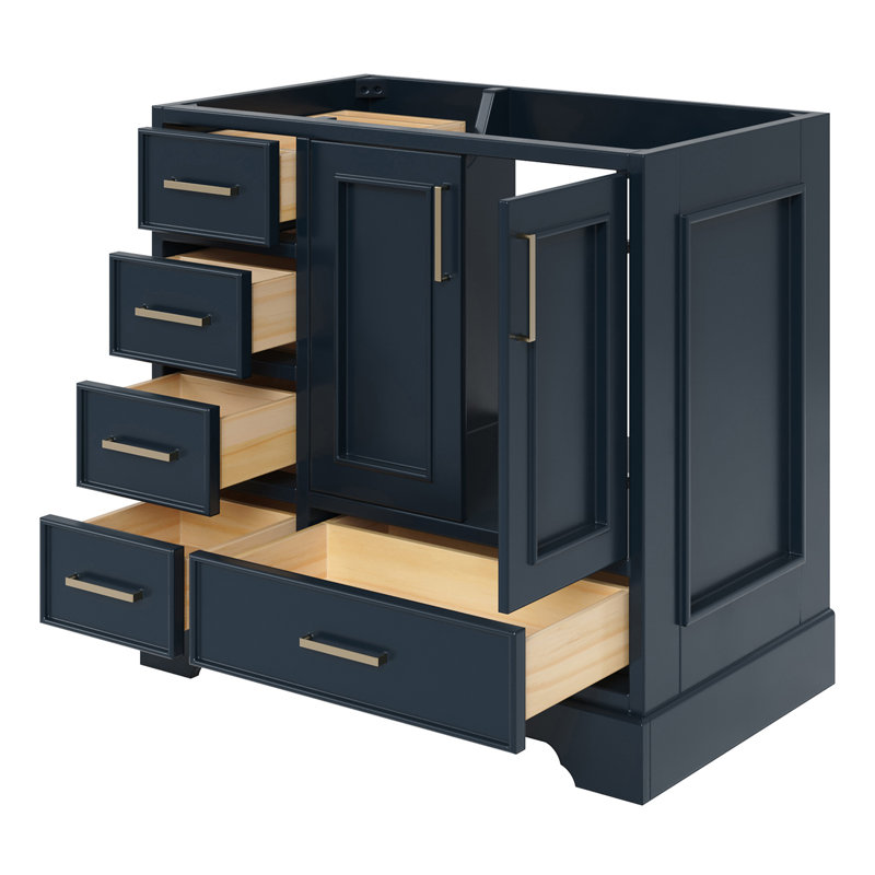 Stafford 36.75'' W Single Bathroom Vanity Base, Midnight Blue