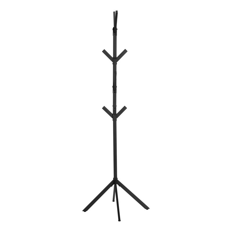 Coat Rack, Hall Tree, Free Standing, 8 Hooks, Entryway, 70"H, Bedroom, Black Metal, Contemporary, Modern, Black