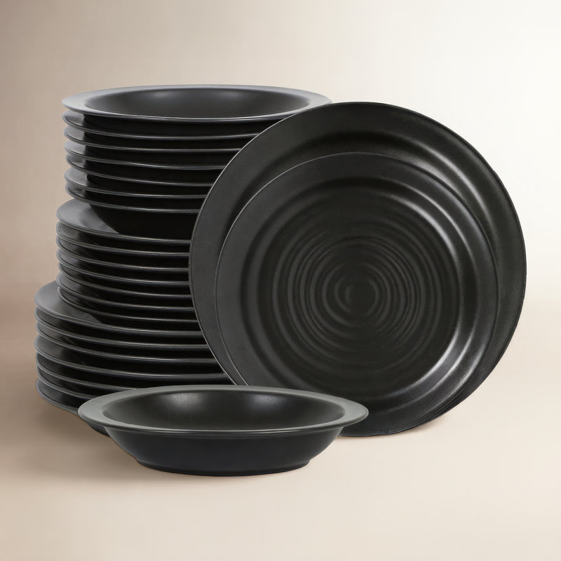 Stone Lain Orbit 24-Piece Dinnerware Set Stoneware, Black