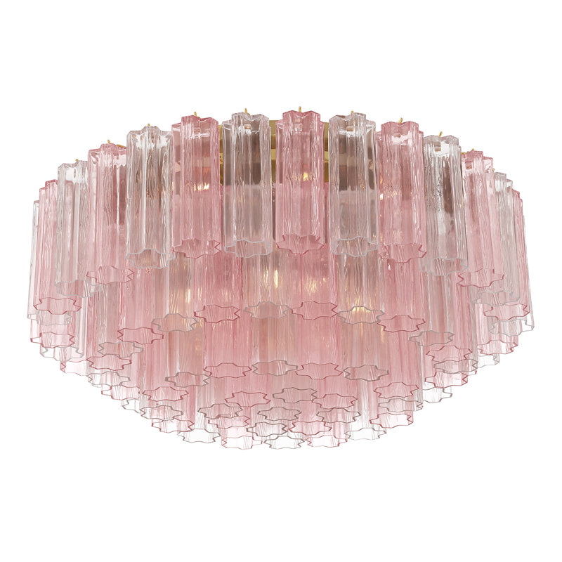 Wesham 16 Light Aged Brass Flush Mount, Aged Brass, Pink