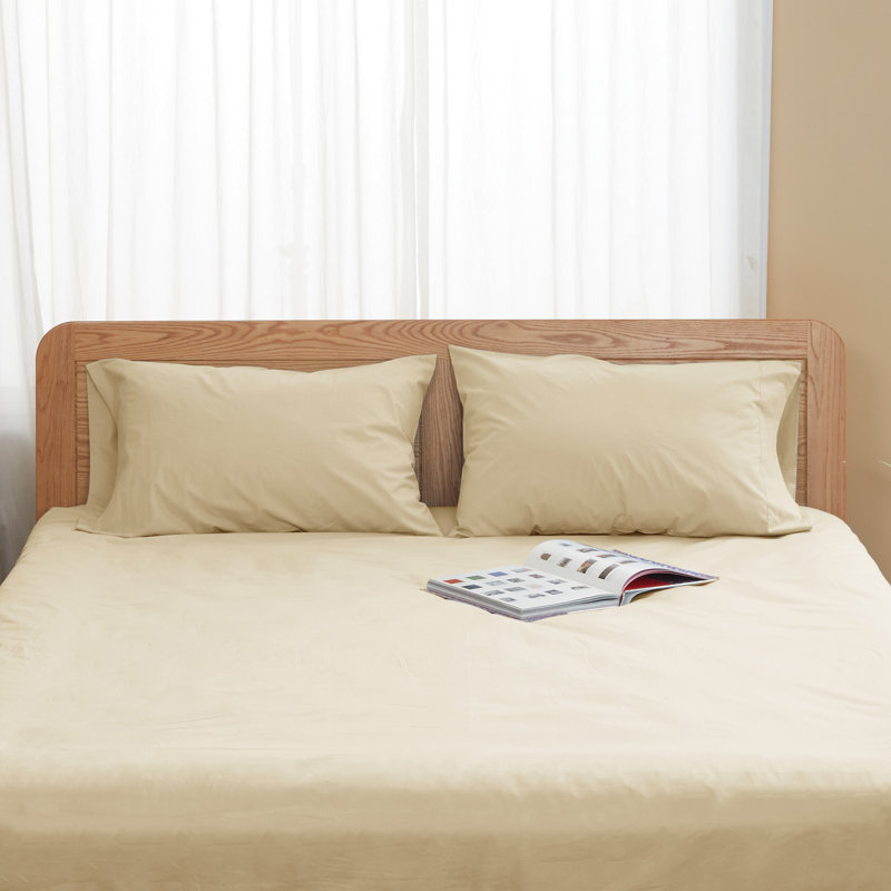  Sunflower 100% Cotton Weave Pillowcase Envelope Clousure Pillowcases Set, Butter Cream, King Pillowcase