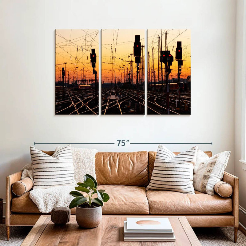 Lilie Train Tracks At Sunset, 36" H x 57" W