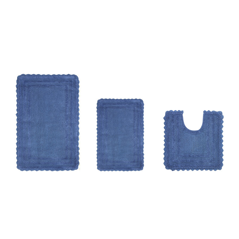 Ensemble de tapis pour salle de bain 100% coton touffeté et réversible, très absorbant et très doux lavable à la machine Rasika