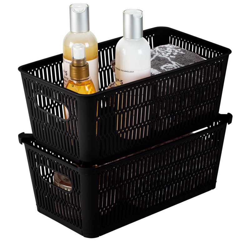 Ensemble de paniers en plastique, 5, Noir