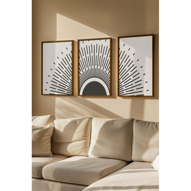 Élégant ensemble de peintures en panneau de fibres à densité moyenne encadrées (3 pièces), 13,0 x 19,0 po chacune | Cadre 100% bois massif (0,8 po d'épaisseur) | Impression numérique éclatante | Parfait pour le salon, la chambre à coucher ou le bureau, design élégant et moderne