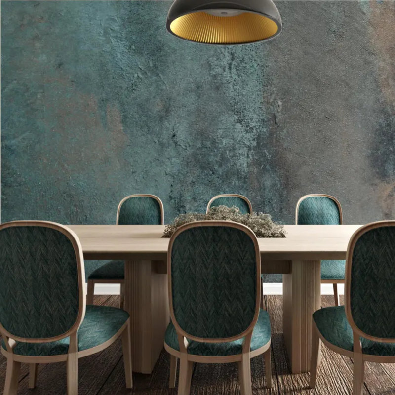 Murale texture béton bleu sarcelle, L 96 po x l 108 po