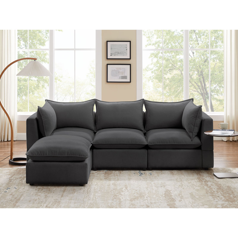 Helmich 4 - Piece Upholstered Sectional, Beige