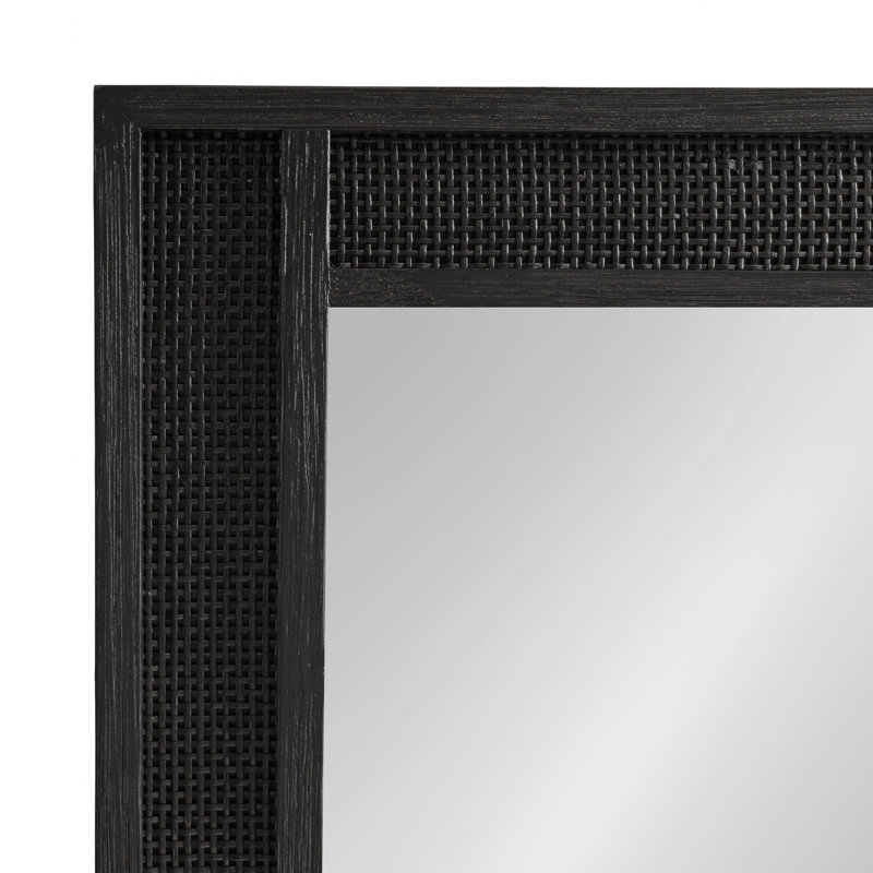 Lashad Solid Wood Rectangle Mirror, Black
