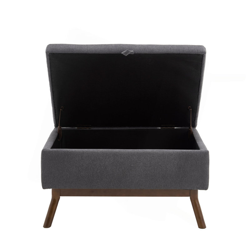 Banc de rangement Mid-Century, Lin gris foncé