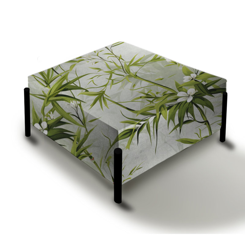 Bamboo Zen Haven I - Oriental Large Square Ottoman