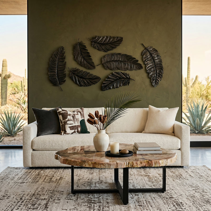 Feather Wall Decor, Black, Metal, 17" H x 36" W x 1" D