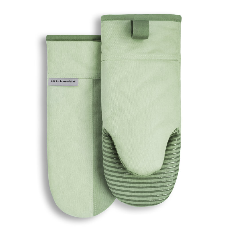 Pistachio and Graphite Green Silicone Oven Mitt Set