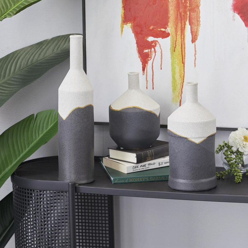 Vase en céramique multicolore Cosmoliving par Cosmopolitan, 17 x 4 x 4