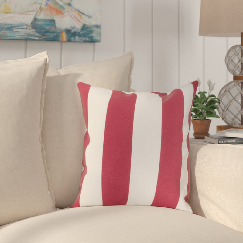 Coussin décoratif rayé d'intérieur / extérieur Classic, Bleu marine, H 21 po x l 21 po