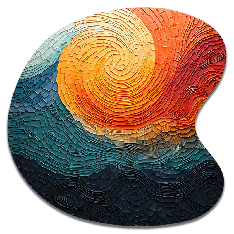Clemie - art mural asymétrique en forme de goutte Op Art, H 27 po x l 27 po