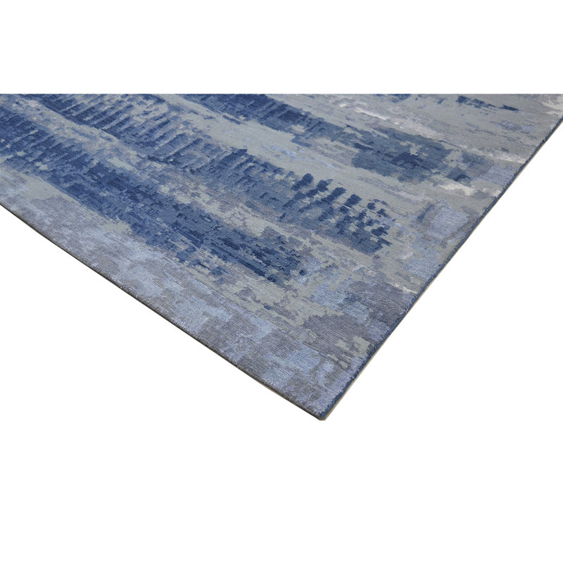 Handmade Linen and Silk Abstract Area Rug, Rectangle 8' x 10'