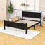 Lit plateforme en bois avec tête de lit robuste et rangement sous le lit-367144596-367144597