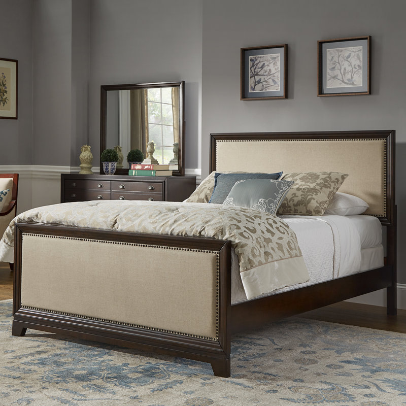 Broseley Upholstered Standard Bed, Heathered Beige Linen, Queen