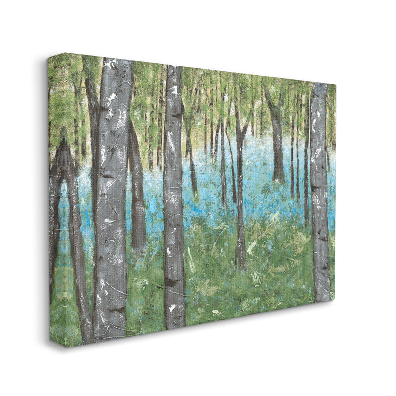 Mystic Tree Forest Blue and Green Canvas Wall Art