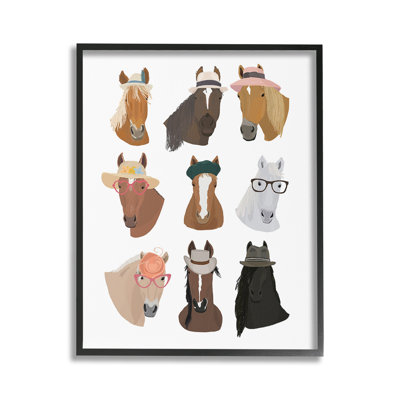 Horses with Various Hats Framed Giclee Art by Hanna Melin -  Stupell Industries, bc-228_fr_11x14