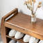 Banc à chaussures avec rangement caché et support latéral, banc d'entrée 7 paires à 2 niveaux avec rangement 40,2 po, range-chaussures en bambou avec coussin pour le couloir du salon