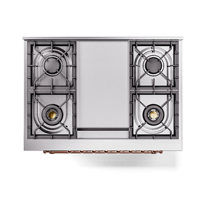 ILVE Nostalgie II Noblesse 36 in Dual Fuel Range, Glossy Black/Copper, Natural Gas